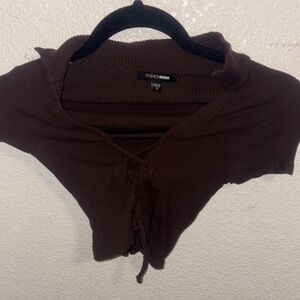 Fashion Nova Chocolate Lace-Up Top